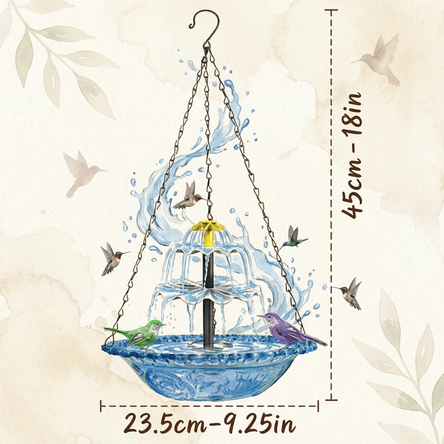 🔥🌿 New Year Special 59% OFF – Solar Powered Hanging Bird Fountain 🐦💧