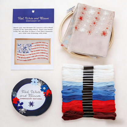 🔥LAST DAY 49% OFF - 🌸Red, White & Bloom Embroidery Kit