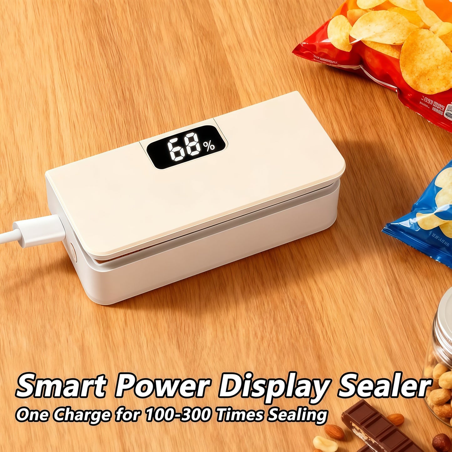 🛍️ USB-C Rechargeable Mini Bag Sealer – One-Touch, Adjustable & Portable Freshness