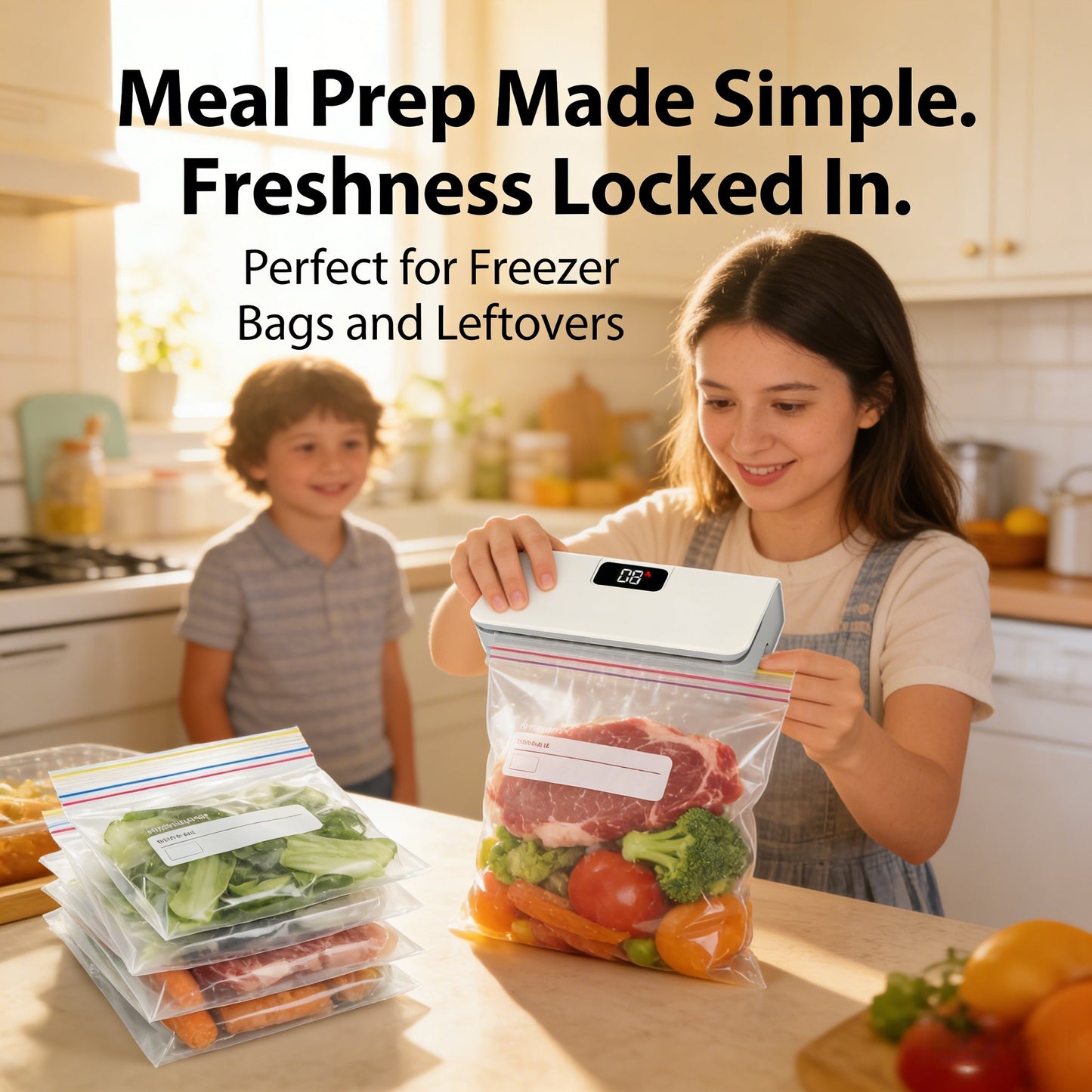 🛍️ USB-C Rechargeable Mini Bag Sealer – One-Touch, Adjustable & Portable Freshness